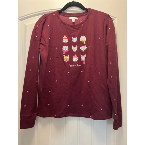 NWT Lauren Conrad Feline Fine Crew Neck Long Sleeves Casual Top‎ Size XS Purple - Picture 1 of 4